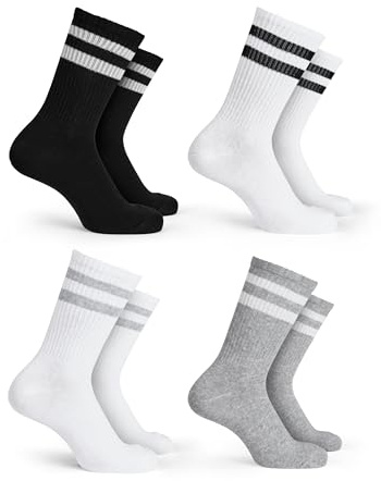Basic Treasure Lot de 4 Paires Chaussettes de Tennis Enfant, Coton | Matière extensible, OEKO-TEX, tenue stable sans serrer ni glisser, résistante