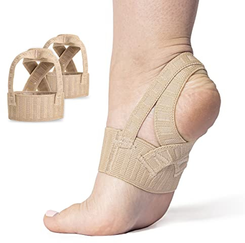 Tuli's X Brace Plus, Arch Support Brace and Compression with Added Strap for Sever's Disease, Plantar Fasciitis, and Heel Pain, 1 Pair, Medium