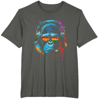 Singe Monkey DJ écouteurs & Lunettes de Soleil Gorilla Fun P T-Shirt