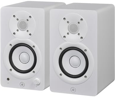 Yamaha HS3 Enceintes de Studio – Enceintes Amplifiées Compactes à 2 Voies de Qualité Studio Pour le Monitoring, Paire, Bass-Reflex 3.5 52W, pour la Production Musicale et le Montage Vidéo - Blanc
