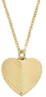 FOSSIL Damen goldfarbenes Edelstahlcollier mit herzförmigem Anhänger mit Karabinerverschluss, Cremiges Gold