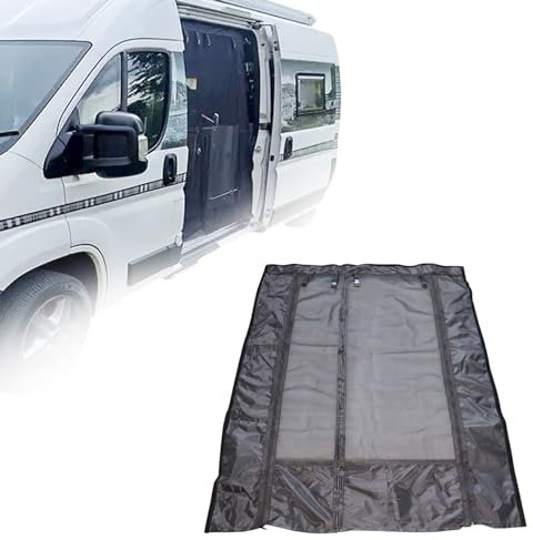 Van Insect net, 133 * 180cm Caravan Door Curtains, with snap Hooks and Zipper, Anti-Mosquito Roller Blinds, Sun Protection Roller Blinds for motorhomes, caravans Black Anti-Mosquito Roller Blinds