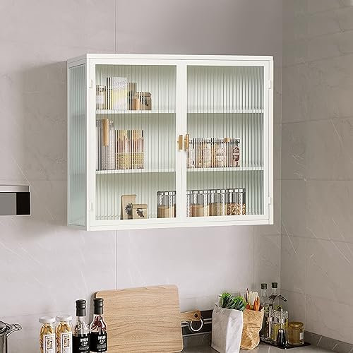 Soges Armario de pared para cocina, vitrina colgante, espacio de almacenamiento de 3 niveles, para pasillo, salón, baño o comedor