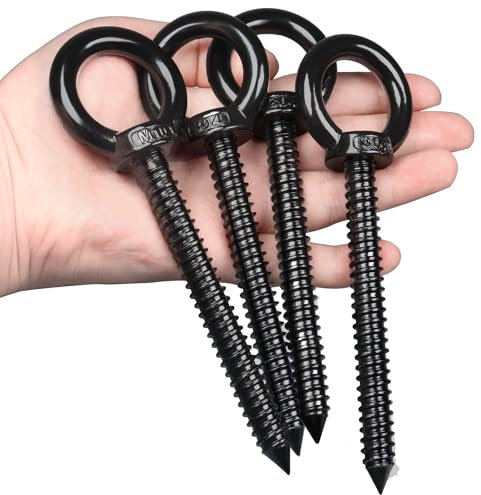 OHIYO Ganchos de ojo resistentes de 5.5 pulgadas M10 autorroscantes con capacidad de carga de 750 libras, ganchos de ojo de rosca resistentes para soporte de hamaca, silla columpio, yoga, usos pesados