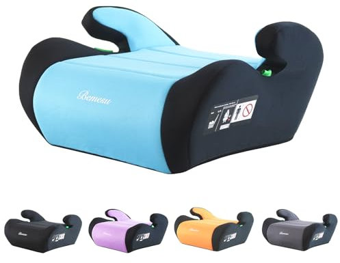 Bemesu Kindersitzerhöhung, Sitzerhöhung Auto Kinder 125-150cm, Kinderautositze Nach Neuer i-Size Norm R129, Kindersitz ohne ISOFIX, Autositz für Kinder 6-10 Jahre (Blau)