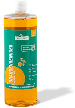 Kieler Seifen Orangenreiniger 1 L Super Konzentrat vegan I Fettlöser | löst starke Verschmutzungen vielseitig nutzbar I Boden reinigen, Küche reinigen