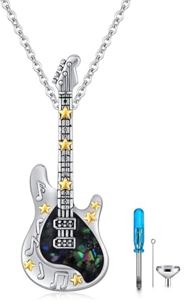 OHAYOO Gitarr halsband sterlingsilver gitarr urna hänge kedja punk musik aska halsband gitarr Keepsake smycke för kvinnor män musikälskare