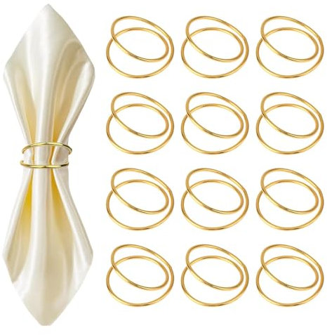 Funngy Anelli Portatovaglioli,12 PCS Eleganti per Tovaglioli da Tavola in Metallo Oro Fermatovaglioli Geometrici per Matrimoni Feste Ristoranti e Cene Familiari Decorazioni Tavola