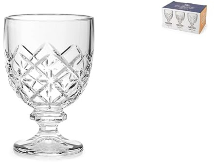 ROYAL NORFOLK - Confezione da 6 Calici Vienna in Vetro Lavorato Trasparente - 22 cl, Lavabili in Lavastoviglie