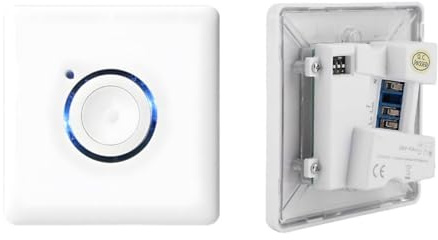 RASMACOR | Interruptor Temporizador Táctil LED de Pared IP66 | para Uso en Exteriores e Interiores | 16 Niveles de Ajuste de Tiempo 16A 230V | Entre 2 y 120 Minutos | Facil Instalacion (Blanco)