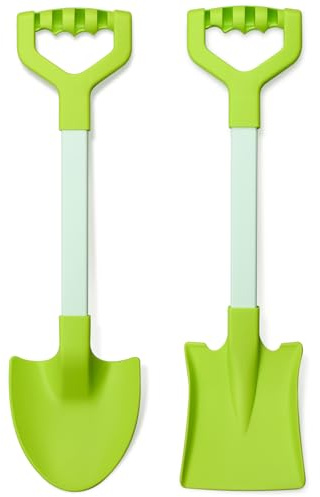 QINGLER 20” Long Sand Beach Shovels for Kids Heavy Duty Plastic Summer Sand Scoops Spades Toy Sandbox Garden Snow Digging Play Gift Set Party Bundle 2 Pack Green