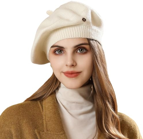 TAGVO Berretto Basco Lavorato a Maglia Stile Pittore Vintage Beanie Unisex Cappello Invernale Classico Traspirante Colore Solido