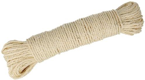 Lantelme Cuerda de sisal de 6 mm, cuerda natural sin tratar como ayuda para plantas, plantas trepadoras, verduras y rosas, cuerda de jardín para enrejados, fijación y jardinería (50 metros)