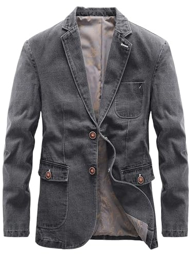 Veste blazer en denim vintage pour homme, revers cranté, style sport décontracté, vêtement d'extérieur léger et tendance