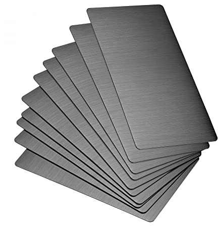 sourcing map Blank Metal Card 100x50x0.4mm Brushed 201 Stainless Steel Plate for DIY Laser Printing Engraving Black 10 Pcs