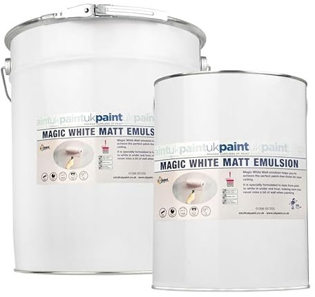 UK PAINT - Magic White Matt Paint - 5 litres - Pure Brilliant White Emulsion - Specially formulated to Fade from Pink to White