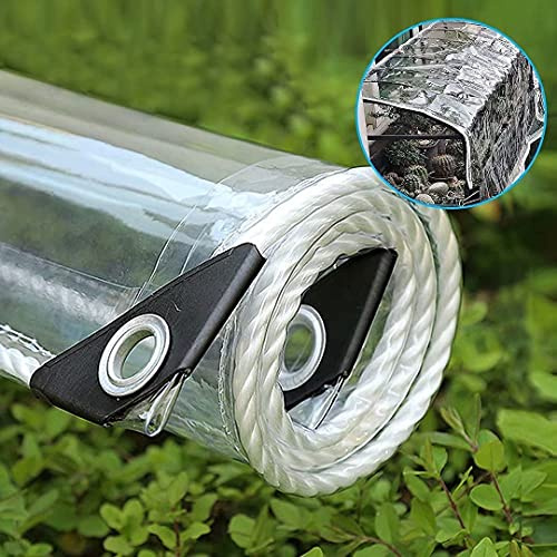 JAHQ 1 m x 2,5 m växtskydd transparent presenning – vattentät PVC-plastpresenning med öljetter, blomsterväxt lakansskydd regntät, 500 g/m²
