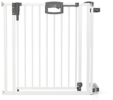 Geuther Treppenschutzgitter Easylock Plus | Türschutzgitter ohne Bohren inkl. Klemmen | Breite 100-108,5 cm | Türgitter Baby Holz-Metall | Kinderschutzgitter beidseitig öffnend | TÜV GS | Weiß