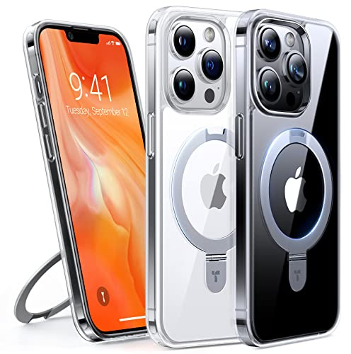 TORRAS Ostand für iPhone 14 Pro Max Hülle für MagSafe (Nr.1 Magnetkraft, Unsichtbarer Ständer, Militärischer Schutz) Stoßfest Handyhülle iPhone 14 Pro Max Case Kratzfeste All-in-One Transparent