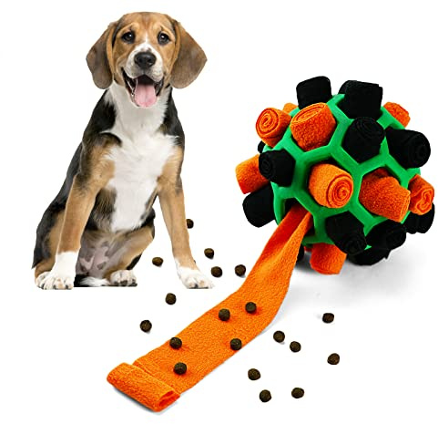 Larimuer Palla da fiuto per cani, Giocattoli Puzzle per Cani giocattolo interattivo Portatile, giocattolo per l'alimentazione per cani di piccola, media,taglia(arancione e verde)