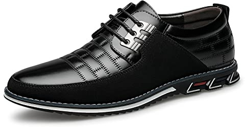 Men's Premium Leather Dress Shoes Comfort Business Casual Oxford Shoes Fashion Dress Sneakers Soft Loafers Derby Shoe for Office Working Driving Walking Black,11 US