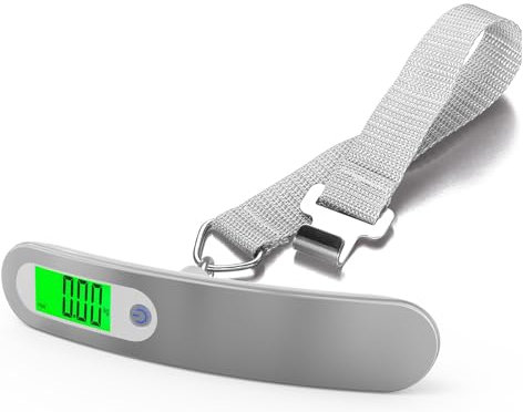 Thorder Tragbare Kofferwaage, Gepäckwaage für Koffer Digitale, Kofferwaage Digital mit Haken, 110 Lb/ 50Kg mit klarer Hintergrundbeleuchtung mit Tara-Funktion, für Reisen, Küche Slivre