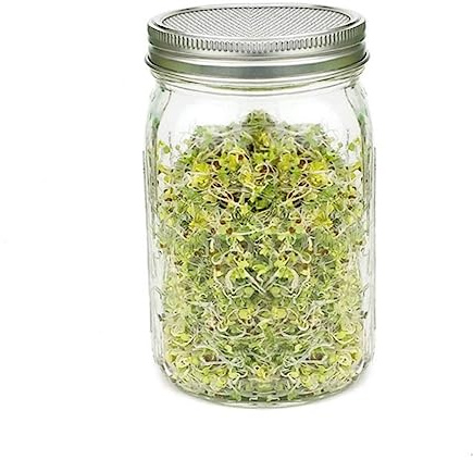 VINTORKY Stainless Steel Sprouting Lids for Mason Jars Set of 6 with Removable Mesh Screens for Seed Germination and Spice Sifting 2.75 Inch Round Mouth Jar Covers