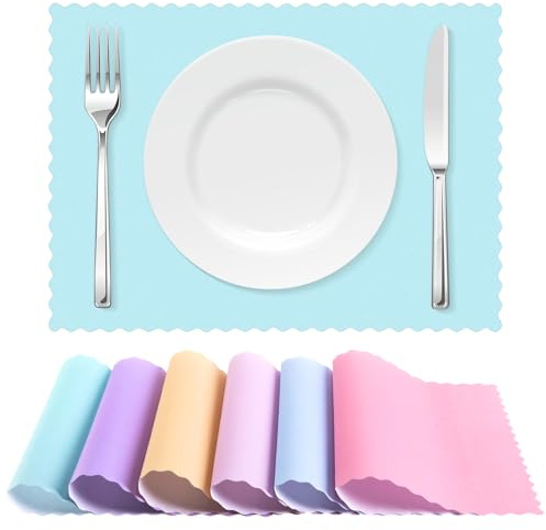 Jetec 240 Pcs Pastel Disposable Place Mats Bulk Rainbow Paper Placemats for Dining Table Setting Wedding Birthday Kitchen Banquet Catering Summer Party Supplies, 10 x 14 Inch(Fresh Color)