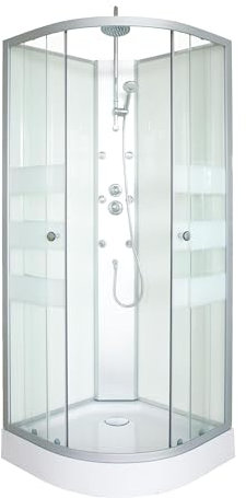 ONDEE - Cabina doccia idromassaggio AMELIA - Porta scorrevole - Bianco - quadrante 80cm