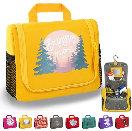 GRINSEZWERGE Kulturtasche für Kinder und Erwachsene - 12 Motive | Reise Kulturbeutel für Damen und Herren | Kosmetiktasche zum Aufhängen | Waschbeutel Waschtasche Reisetasche für Jungen und Mädchen