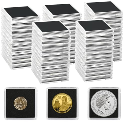Uncle Paul 80 st myntuppsamlande kapslar, 20/25/30/35/40 mm hållare med 5 storlekar svarta packningar, genomskinliga myntfodral för samlingstillbehör silver dollar pund cent
