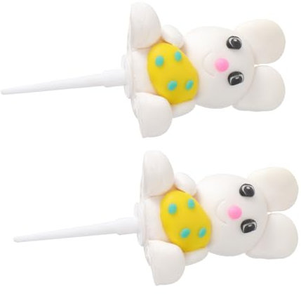 Garneck Mushroom Bunny Cake Topper Set 2pcs Birthday Cake Decorations Photo for Dessert