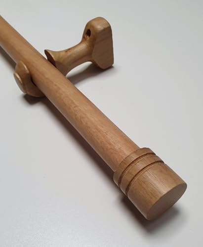 MadeInNature Gardinenstange aus Holz, Durchmesser 28 mm, komplettes Gardinenstangen-Set mit Endkappen und Halterungen, Länge und Farben wählbar (Natur, Endstück Endstück, Länge 1,60 m)