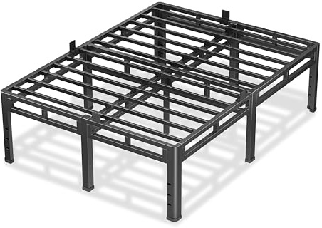 NKZ 24 Inch Full Size Bed Frame, Metal Bed Frame & Box Spring 2 in 1 Platform with Round Corner Legs, 4000Lbs Heavy Duty Metal Frame, Mattress Slide Stopper, Headboard Hole, Noise-Free, Easy Assembly