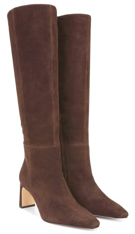 ZJGZF Knee High Boots for Women Square Toe Chunky Block Heeled Side Zipper Tall Boots Wide Calf Dress Long Boots