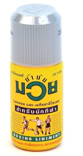 Muay Thai Boxing Linimentolja 120 ml – massageolja för uppvärmning före sport – örtaromer – flaska med hällpip – före och efter träning