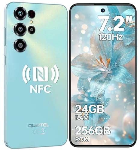 OUKITEL C68 Telephone Portable Pas Cher 2026-7.2 HD+ 120Hz Smartphone Pas Cher, 24Go +256Go/TF 1To Téléphone Android 15, 6000mAh Smartphone Débloqué, 64MP+8MP, NFC/4G Dual SIM/Face ID/Fingerprint