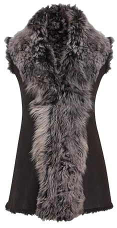 Women’s Toscana Shearling Gilet – Premium Nappa Leather Sheepskin Waistcoat, Toscana Fur Lined Waterfall Vest, Luxury Winter Sheepskin Sleeveless Jacket Layering Gilet