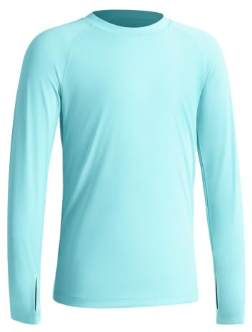 Niksa T-shirt à manches longues UV à séchage rapide pour adolescents avec facteur de refroidissement et doux pour la peau, UPF 50+, parfait pour rashguard et activités de plein air, lot de 1