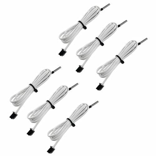 6 stycken HT-NTC100K termistor temperatursensor för Ender 3 V2 Pro CR-10 E3D V6, 350 °C värmetålig mätsond i rostfritt stål (2 meter), Hotend sensor, tillbehör för 3D-skrivare extruder och reparation
