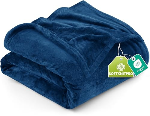Utopia Bedding Fleece Filt Marin 300GSM Antistatisk Fuzzy Mjuk Filt för soffa och säng [259x228 cm] | Pläd kanapé stor storlek 300 GSM, mjuk, lätt, andas, anti-spill, för säng, stol och soffa, alla årstider