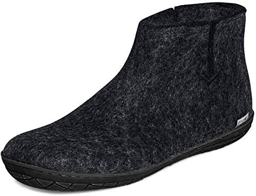Glerups Filz Hausschuhe Herren und Damen (Größe 45) | Komfortabler Hausstiefel Damen & Herren mit Natürlicher Gummisohle | Filzstiefel Herren & Damen Winter | Comfortable Slippers Women & Men