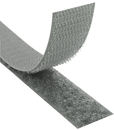 KLEBESHOP24 Kardborreband för sömnad – hake och ögla, utan lim/mörkgrå, 20 mm x 3 m