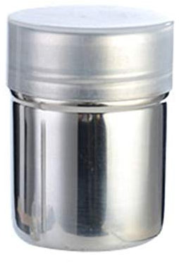 Brussel 1 shaker à sucre en acier inoxydable à mailles fines avec couvercle, tamis à poudre, cannelle, sucre, cacao, farine, poivre, S