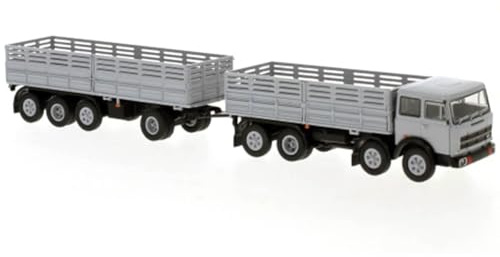 BREKINA 58533 - H0 1:87 - Camion con rimorchio Fiat 691Millepiedi a cassone grigio