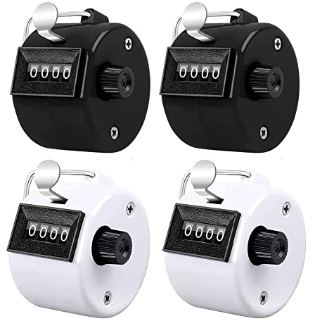 HZXSDEG 4 PCS Counter Clicker 4-Digit Number Count, Handheld Mechanical Counters Clickers Pitch Counter for Coaching, Knitting, People, Lap, Fishing, Golf, Toddler & Fidget