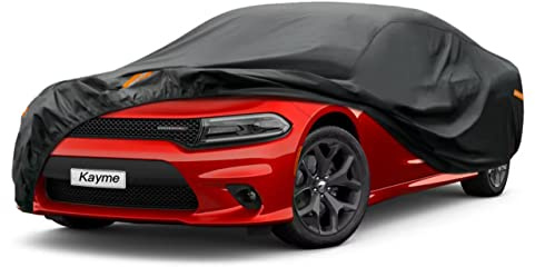 Kayme 7 Layers Car Cover Custom Fit for Dodge Charger (2006-2025) Waterproof All Weather for Automobiles, Outdoor Full Cover Rain Sun UV Protection.Black