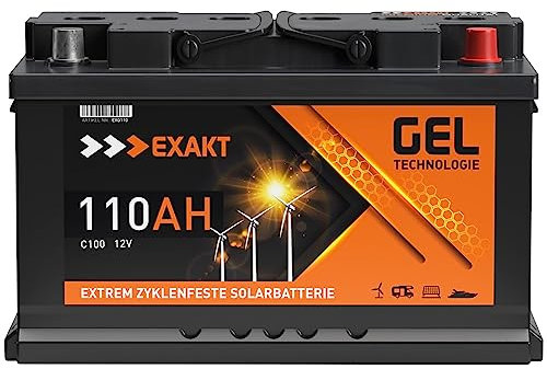 EXAKT GEL Batterie 110Ah 12V Solarbatterie Wohnmobilbatterie Bootsbatterie