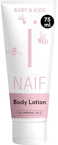 Naïf - Loción corporal nutritiva para bebés y niños - Crema para piel sensible - Sin aceites minerales - Con ingredientes naturales - Rápida absorción - Vegana - 75 ml