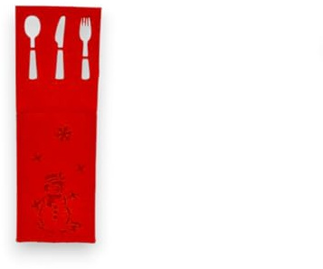Generico Portaposate Natalizie Con tasche decorative In Feltro Rosso lavabili sacchetti per posate Motivo Natalizio Varie Fantasie 25x8.5 cm (18)